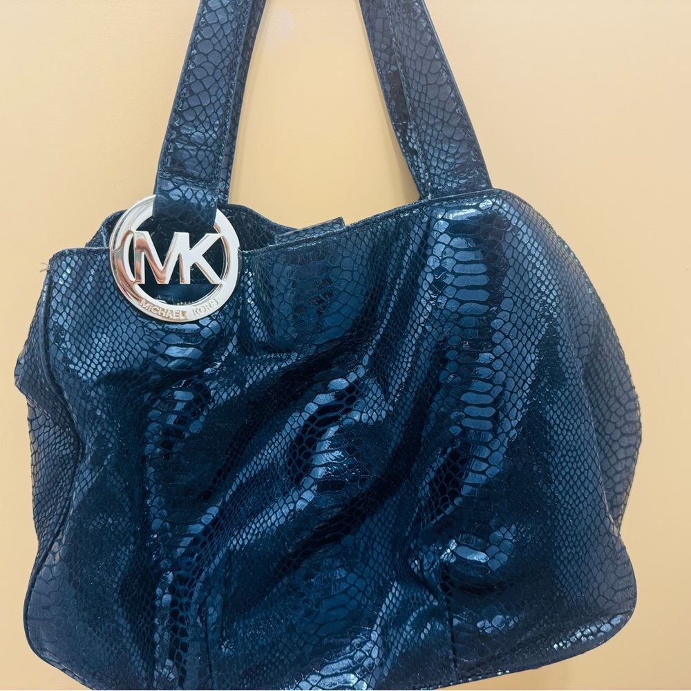 Michael Kors Black Snakeskin Tote Bag